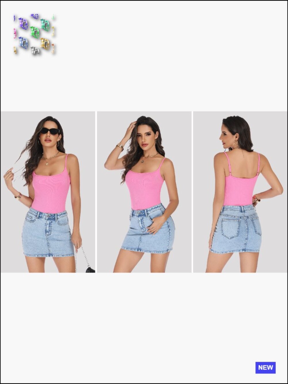 Square Neck Spaghetti Strap Cami Bodysuit Sleeveless Ribbed Knit Basic Skinny - Picture 7 of 7